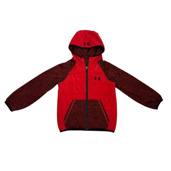 Under Armour Jacket Quilted Red Zip Up Hoodie Size Youth 6 - Picture 1 of 3